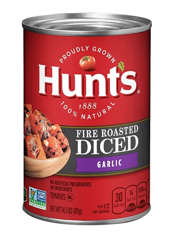 Hunt's Diced Tomato Fire Roasted with Garlic, 411g