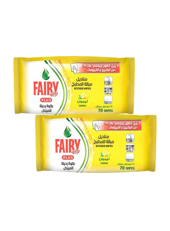 

Fairy Kitchen Wipes Lemon, 2 x 70 Wipes