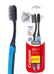 Colgate Slim Extra Soft Charcoal Toothbrush - Soft - 2 Pieces