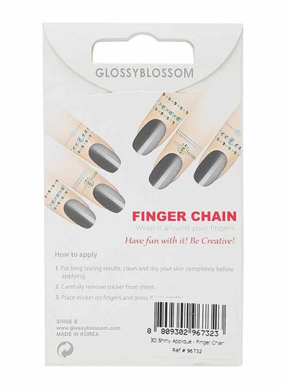 Glossy Blossom Finger Chain Nail Stickers, Multicolour