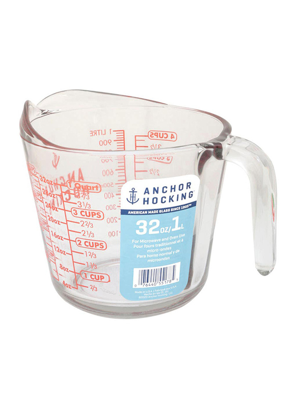 Anchor 1 Liters/32oz Hocking Glass Measuring Cup, Transparent