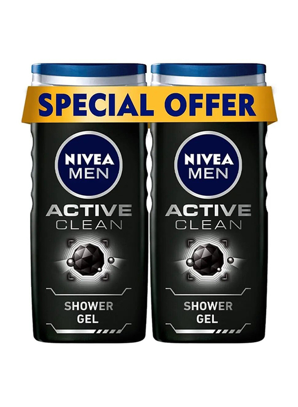 Nivea Men Active Clean Shower Gel - 2x250ml