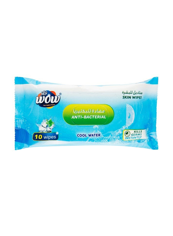 Wow 10-Sheets Antibacterial Cool Water Skin Wipes