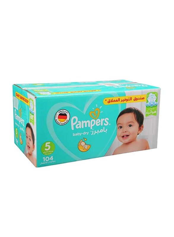 

Pampers Baby-Dry Diapers, Size 5, Junior, 11-16kg, Giant Box, 104 Count