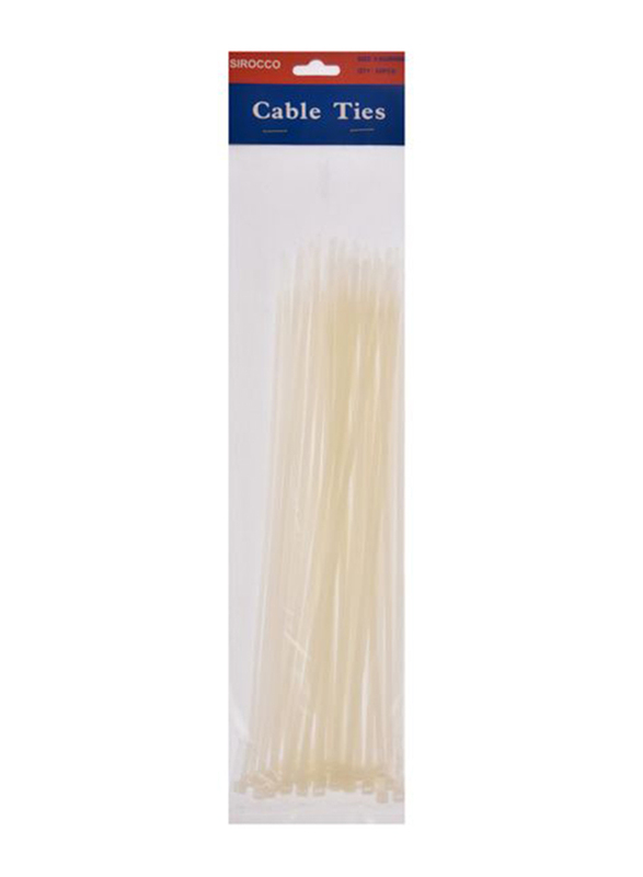 Sirocco Cable Ties, WSH-50-11NA, 50 Pieces, White