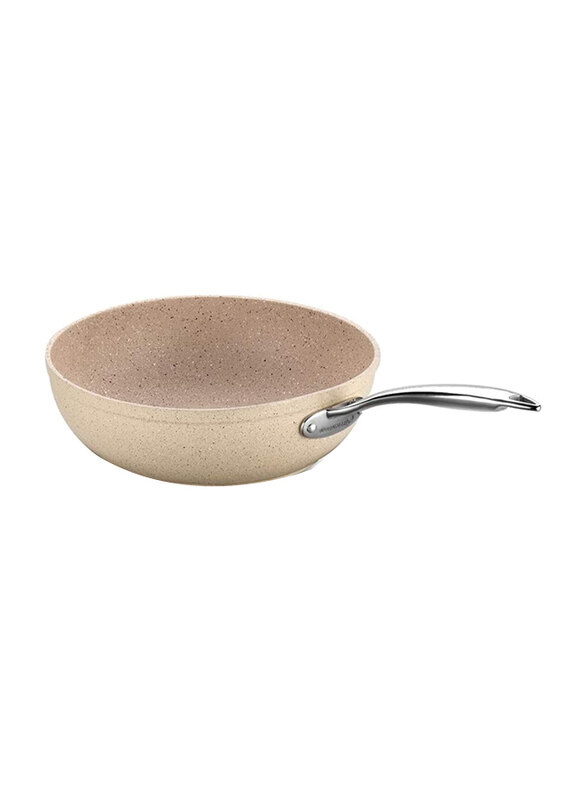 

Korkmaz 4L Round Granite Wok, 24 x 6.5cm, Light Brown