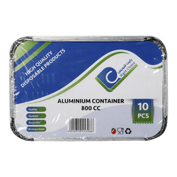 Right Choice High Quality 800 CC Disposable Aluminium Container, 10 Pieces, Silver