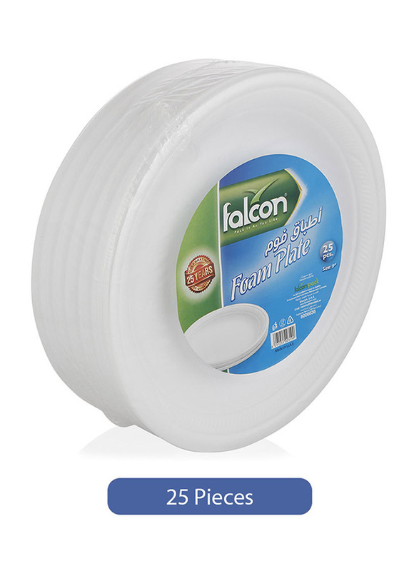 

Falcon 9cm 25-Piece Foam Round Plate, White