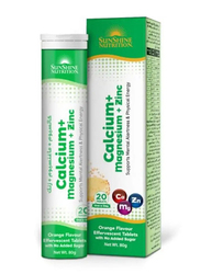 Sunshine Nutrition Calcium + Magnesium + Zinc Effervescent Tablets, 20 Tablets, 80gm