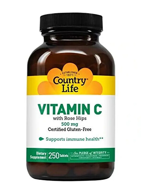 

Country Life Vit C with Rose Hips, 500mg, 250 Tablets