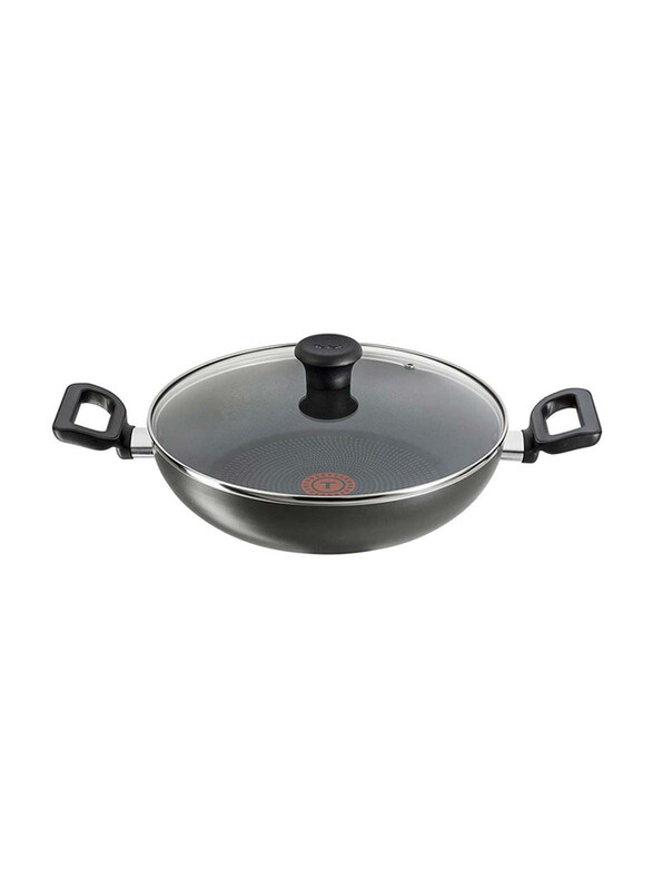 

Tefal 28cm Delicia Aluminium Round Kadhai with Lid, B1549884, Black