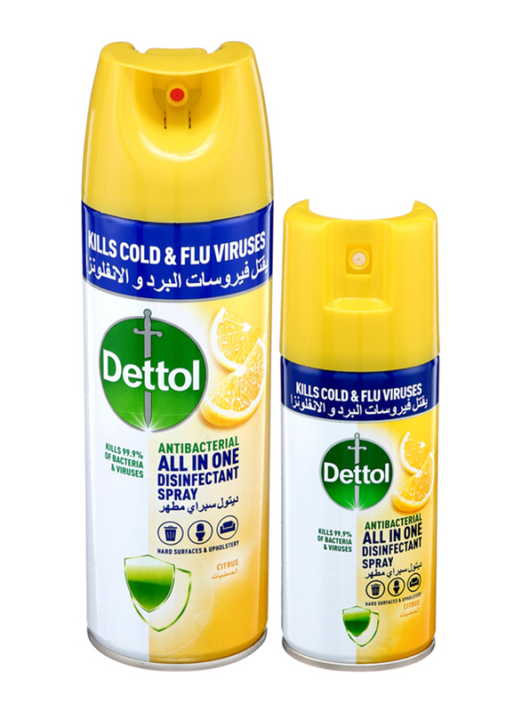 

Dettol Antibacterial Citrus Disinfectant Spray, 2 Pieces, 450ml + 170ml