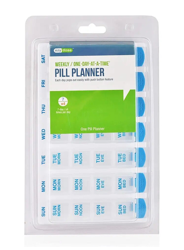 Apothecary Ezy-Dose Weekly One-Day-At-A-Time Pill Planner, Clear/Blue