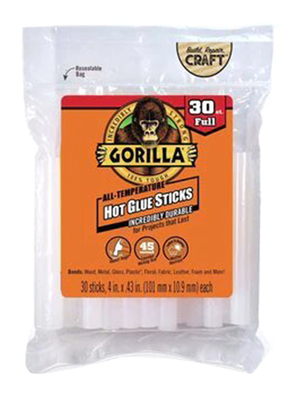30-Pcs Gorilla Hot Glue Sticks, White
