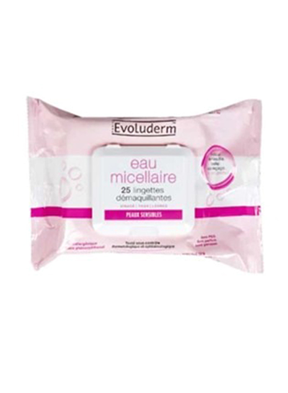 Evoluderm Micellar Deep Cleansing Makeup Remover Wipes, 25 Pieces