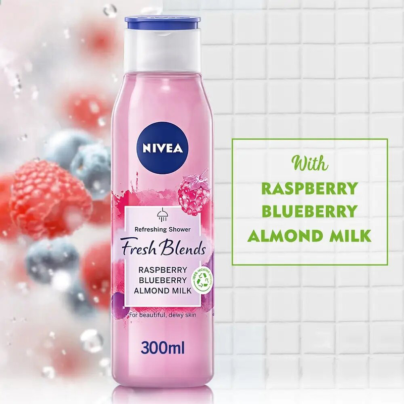 Nivea Raspberry Blueberry Almond Milk Refreshing Shower Gel, 300 ml