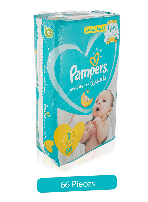 Pampers New Baby-Dry Diapers, Size 1, 2-5 kg, 66 Count
