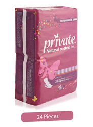 Private Natural Cotton Feel Feminine Pads, 24 Pads