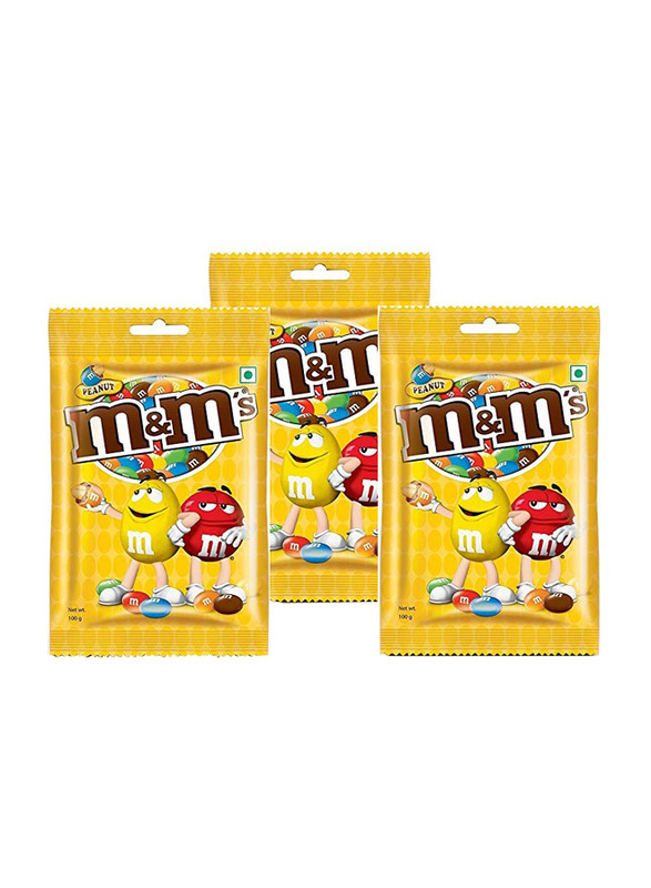 

M&M'S Mini Peanuts Candies, 3 Pieces x 100g