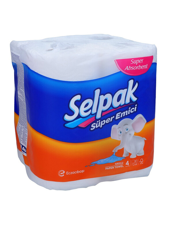 

Selpak Super Absorbent 3 Ply Kitchen Towel Rolls, 4 Pieces