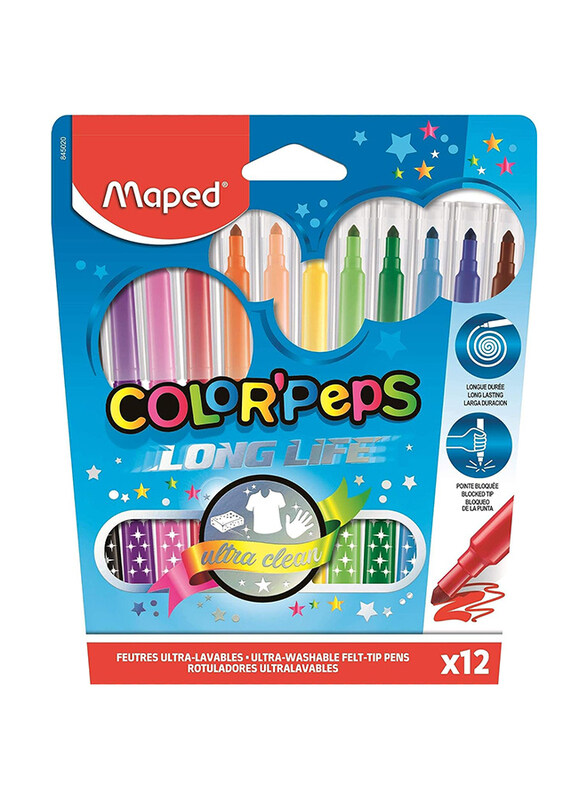 

Maped Colour Peps Fiber Tips Pencils, 12 Pieces, Multicolour