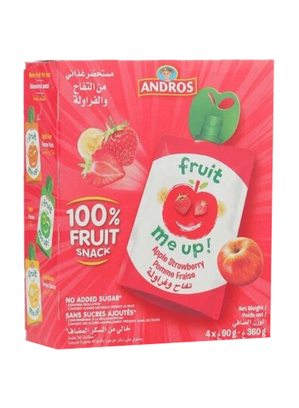 Andros Fruit Me Up Apple Strawberry Juice, 4 x 90g