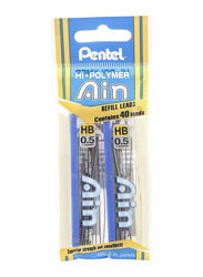 Pentel Lead AIN 0.5mm HB Refill Leads, Grey