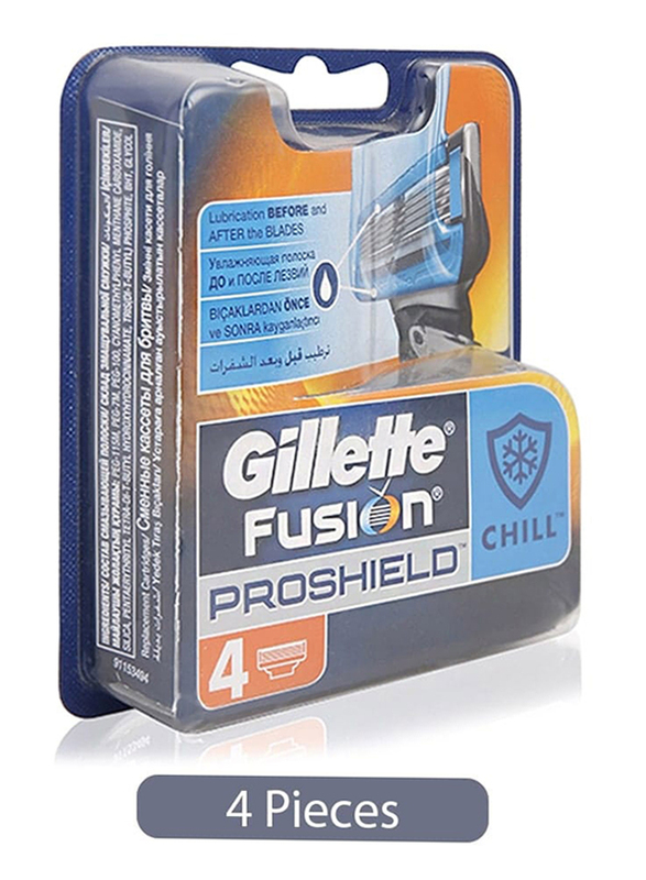Gillette Fusion Pro Shield Chill Razor Blades for Men, 4 pieces