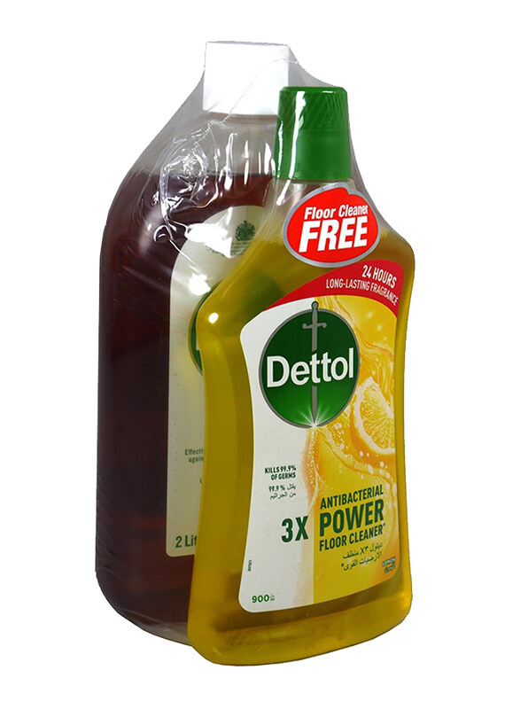 

Dettol Antiseptic Disinfectant Liquid, 2 Liters + Lemon Floor Cleaner, 900ml