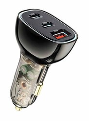 Wiwu Car Charger Dual USB + C Type, PC700, Black/Clear