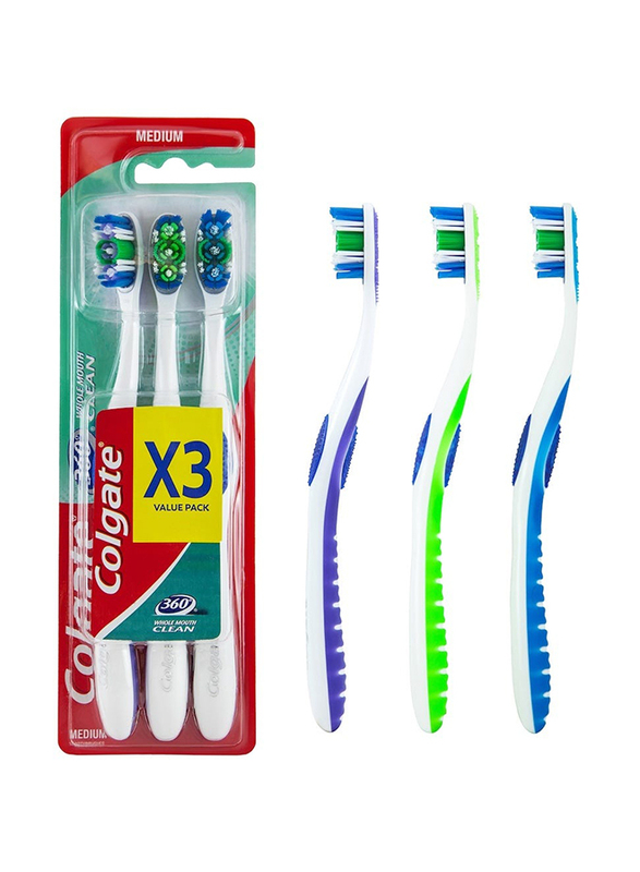Colgate 360 Base Medium Toothbrush, Value Pack - 3 Pack