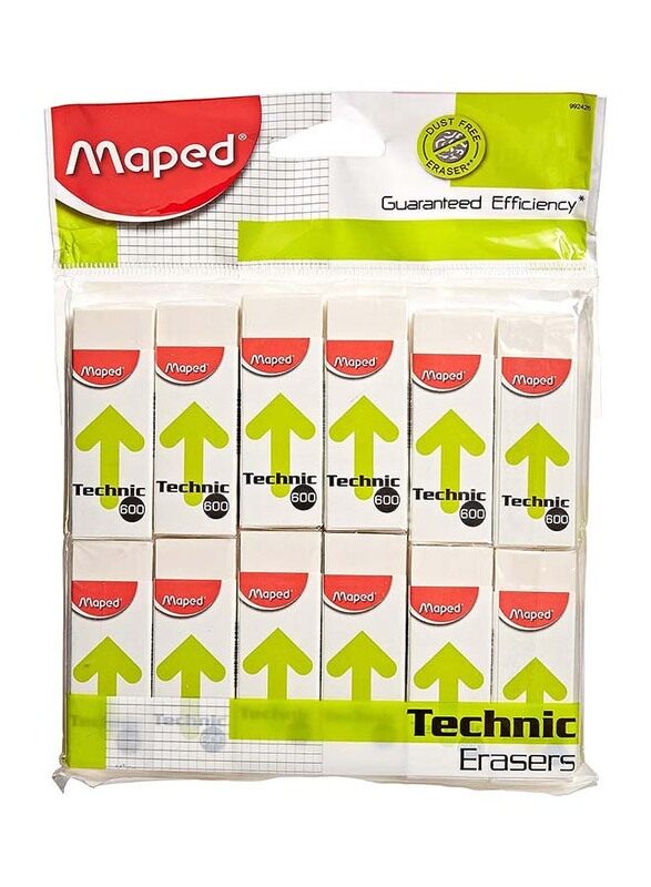 

Maped Technic Eraser, 12 Pieces, White