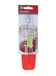 Trishi 17cm 2-Piece Mini Dough Scraper, Clear/Red