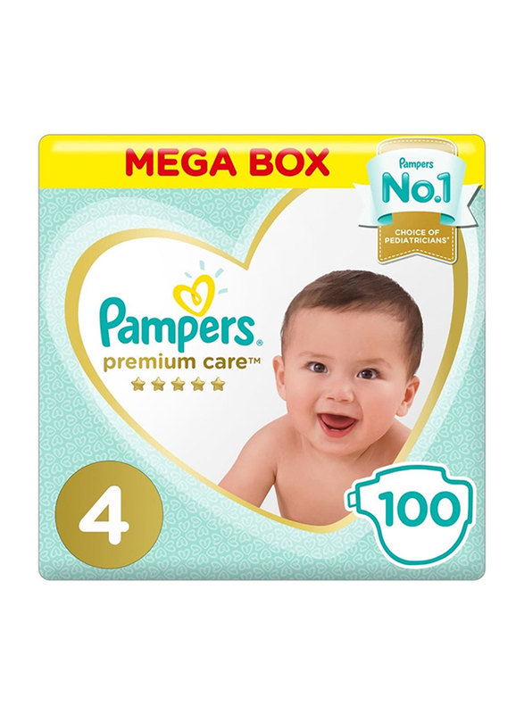 Pampers Premium Care Diapers, Size 4, 9-14 kg, Mega Box, 100 Count