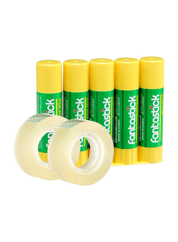 

Fantastick Glue Stick with Tape, 7 Pieces, Yellow/White