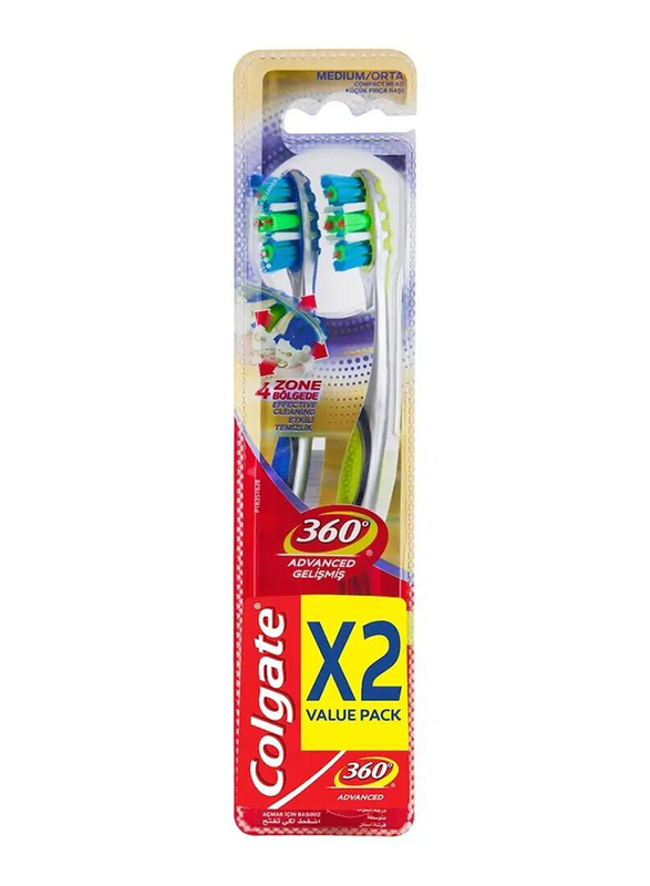 Colgate 360 Advanced Medium Toothbrush - 2-Piece