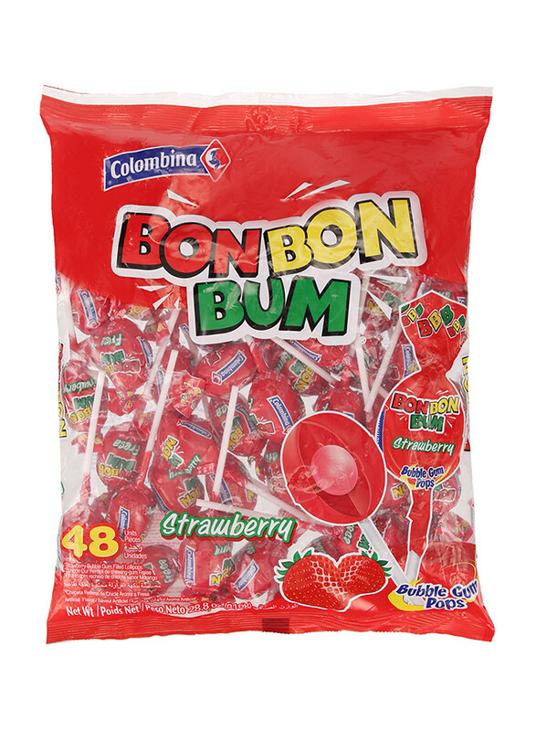 

Colombina Bon Bon Bum Strawberry Lolipop Bag, 48g
