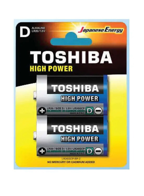 Toshiba Lr 20d2 Alkaline Extra Power Batteries, 2 Pieces, Multicolour