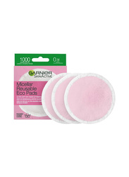 Garnier Skin Active Micellar Reusable Eco Pads, 3 Pieces, Pink