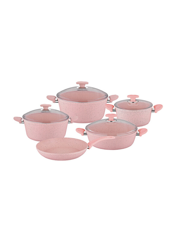

Papilla 9-Piece Vilma Granite Cookware Set, Pink