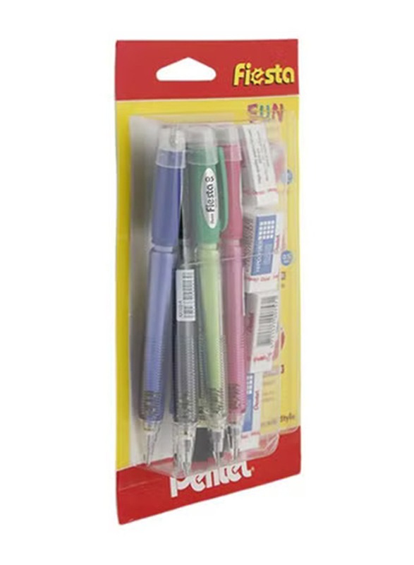 Pentel 10-Piece Mechanical Pencil Fiesta + 100 Hb + Zeh03, Multicolour