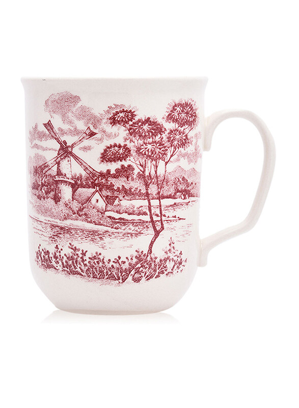 

Claytan 340ml Ceramic Mug, Windmill, Pink/White