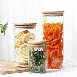 Blackstone Glass Jar Canister with Bamboo Lid Air Tight Container, 1500ml, YK4105, Beige