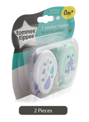 Tommee Tippee 2-Pieces Soother Holder Set, 0+ Months, Multicolor