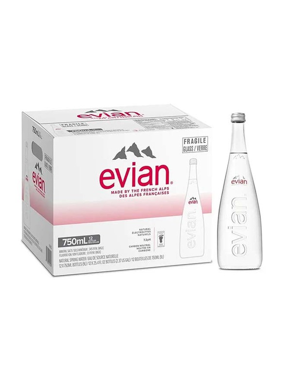 Evian Natural Mineral Water - 12 x 750ml