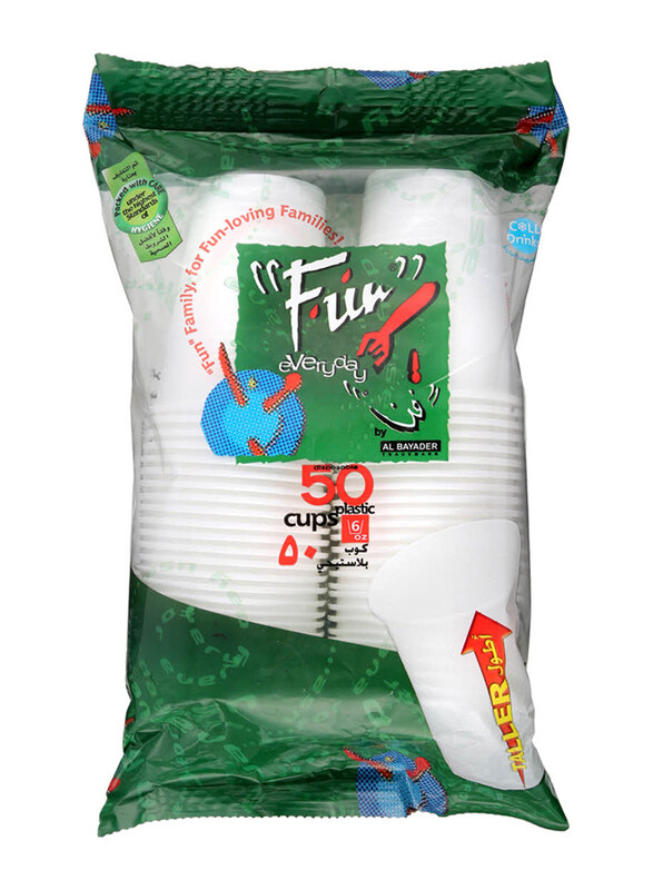 

Al Bayader 6oz 50-Piece Fun Plastic Cup, White