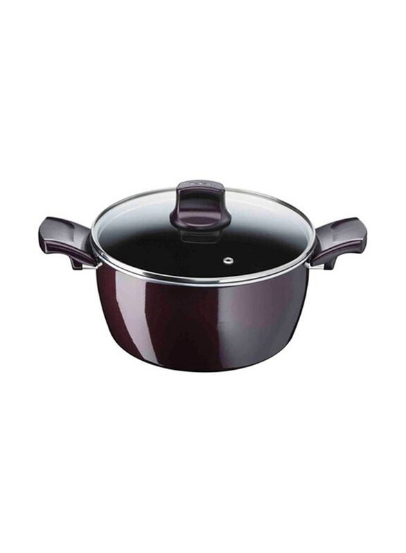 Tefal 30cm G6 Resist Intense Aluminium Stew Pot with Lid, Burgundy