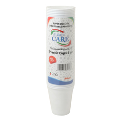 Euro Care 6oz Superior Quality Disposable White Plastic Cup, 50 Pieces, White
