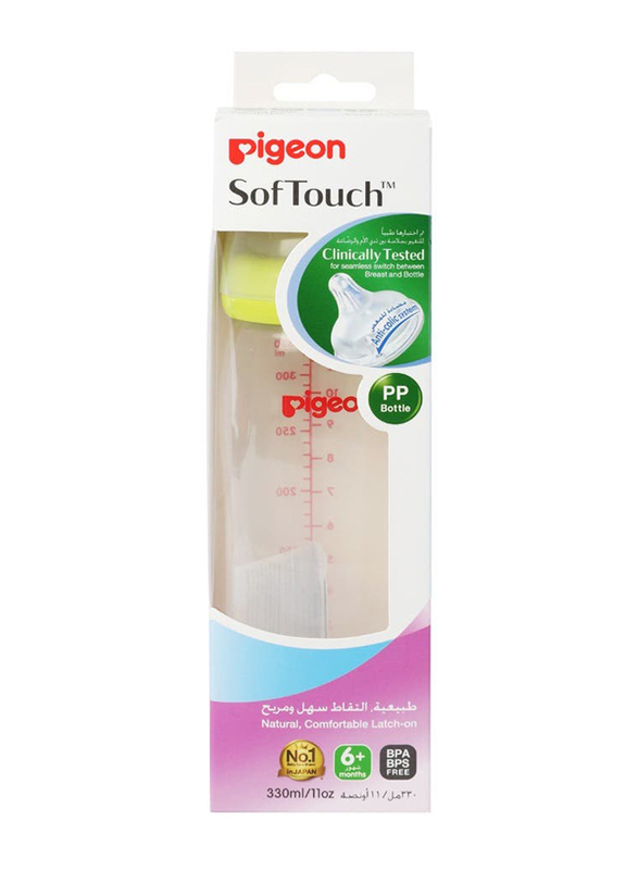 Pigeon Soft Touch Peristaltic Plus PP Bottle, 330ml, Clear/Yellow