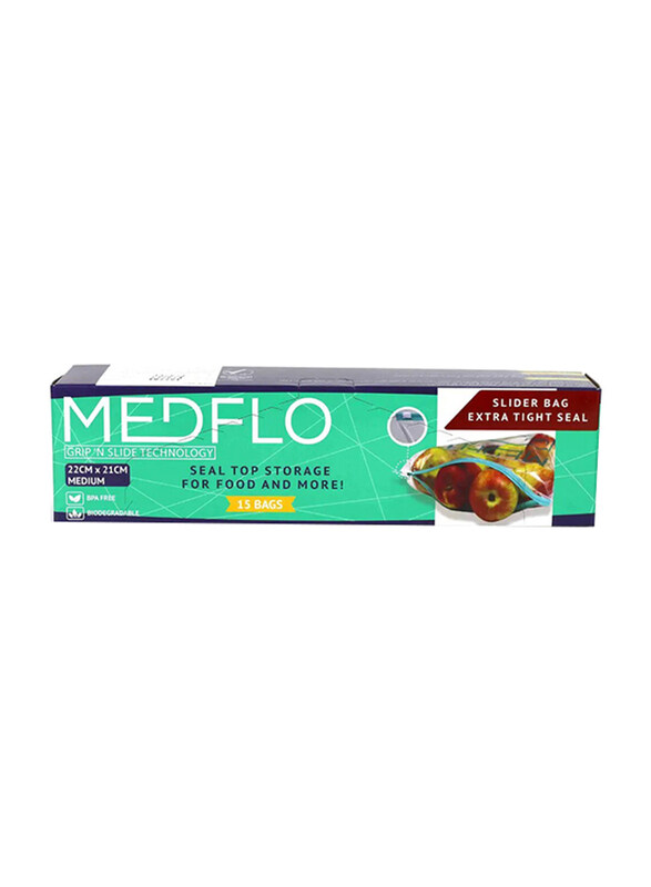

Medflo Medium Slider Sealed Food and Storge Bag, 15 Pieces